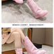 Pink Wedge Boots