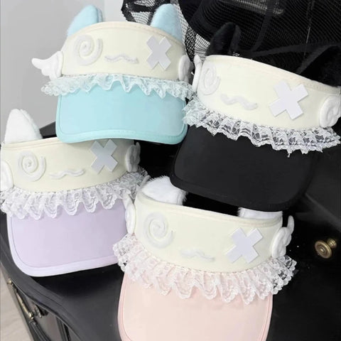 Kawaii Confused Kitty Summer Visor