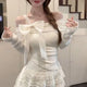Sweet Bow Off-Shoulder Long Sleeve Shirt
