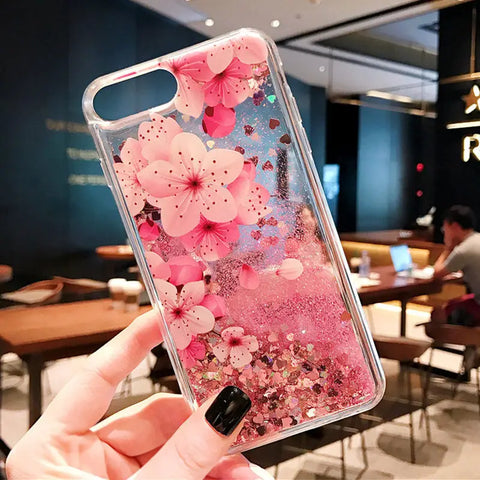 Sakura Liquid Glitter iPhone Case
