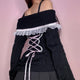Coquette Off Shoulder Ribbon Sweater