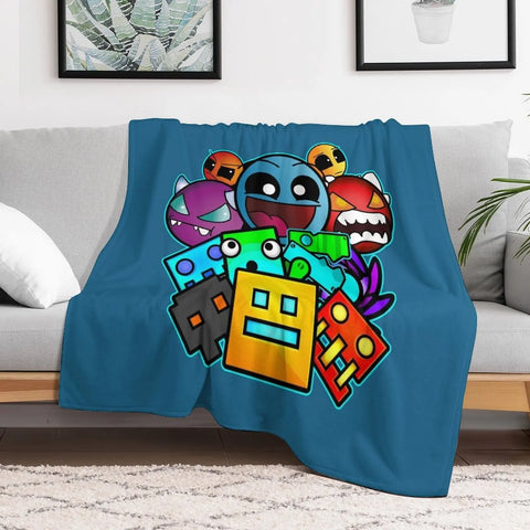Geometry Dash Blanket – Plush Character Throw | Soft Gaming Blanket for Gamers