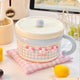 Kawaii Pastel Gingham Ramen Bowl With Lid