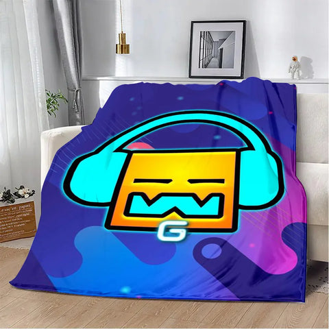 Geometry Dash Blanket – Soft Cozy Printed Throw Blanket for Gaming Room Decor