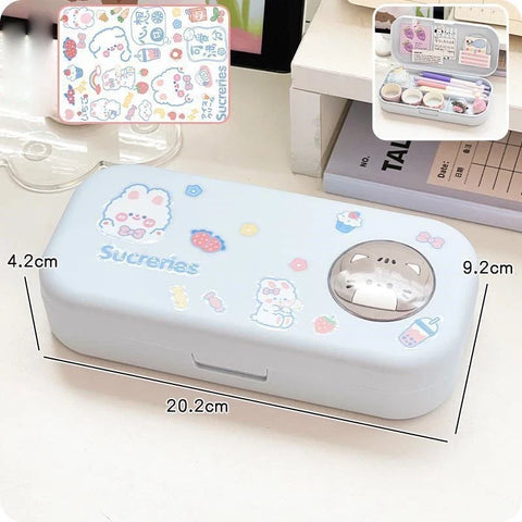 Kawaii Pastel Animal Cuties Double Tiered Pencil Case