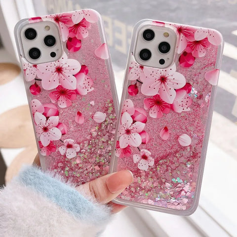 Sakura Liquid Glitter iPhone Case