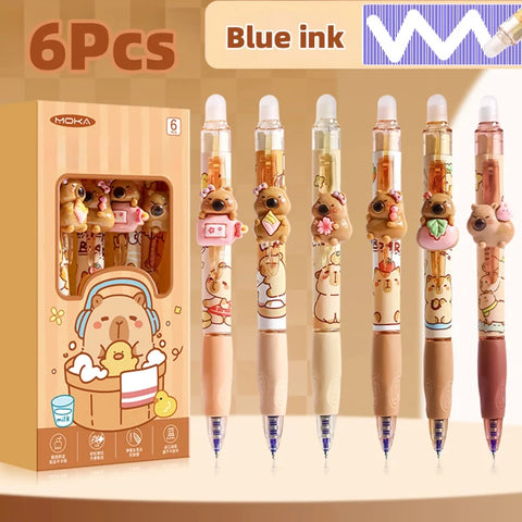 Cute Capy Buddies Erasable Gel Pen 6pcs