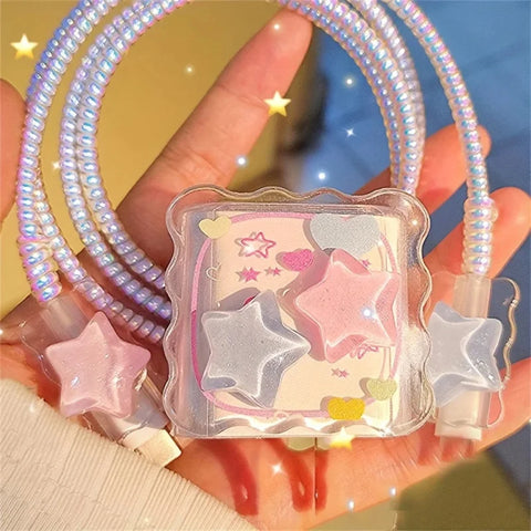 Pastel Stars iPhone Charger Cover