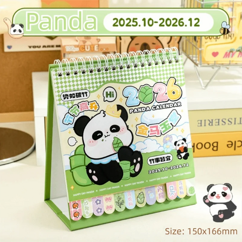 Kawaii Panda 2026 Desk Calendar