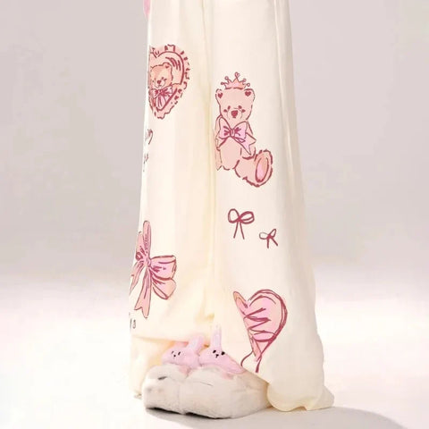 Kawaii Teddy Bear Print Pants