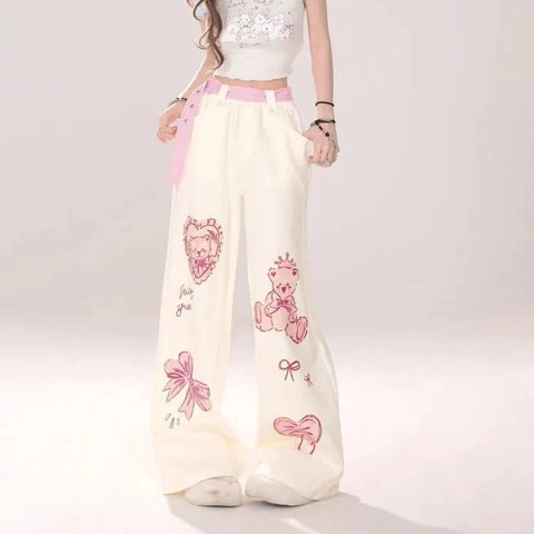 Kawaii Teddy Bear Print Pants
