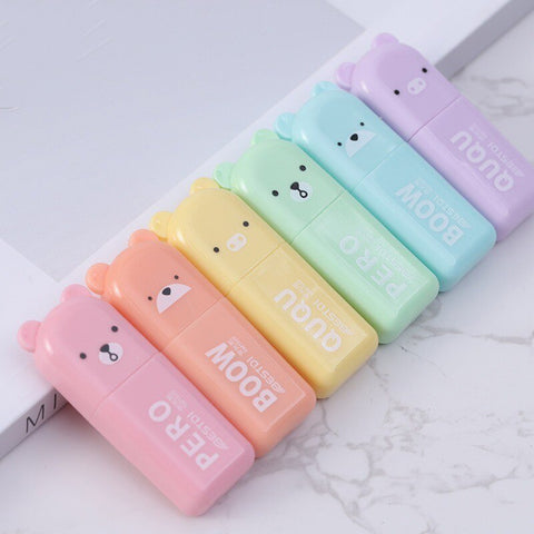 6PCS/Set Fluorescent Bear Highlighters