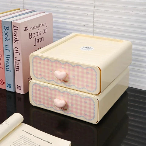 Pastel Gingham Desktop Stationery Organizer