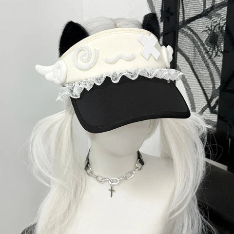 Kawaii Confused Kitty Summer Visor