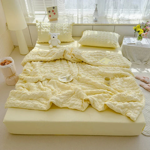 Cool Seersucker Summer Quilt Duvet Cover Set