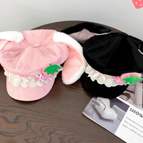 Kawaii Strawberry Bunny Hat