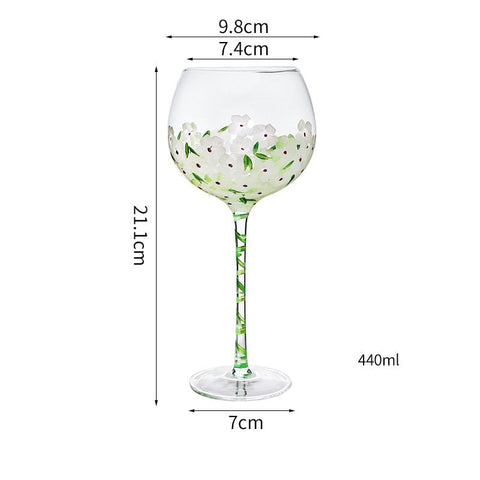 Hand Painted Flower Glass Stemware