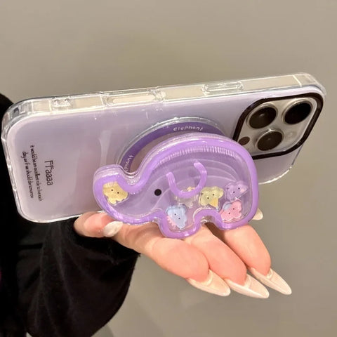 Cute Elephant Quicksand Phone Grip