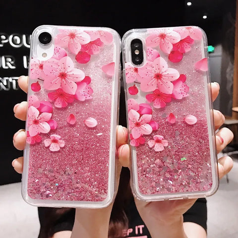 Sakura Liquid Glitter iPhone Case