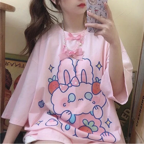 Pink Strawberry Bunny Harajuku T-Shirt