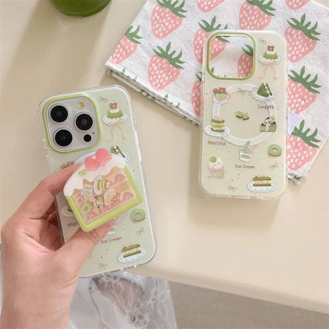 Kawaii Matcha Cake Phone Grip