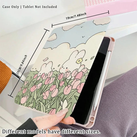 Kawaii Tulips & Bunnies iPad Case