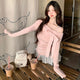 Sweet Bow Off-Shoulder Long Sleeve Shirt