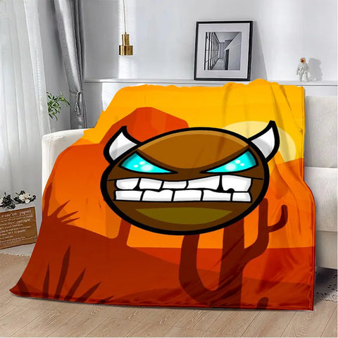 Geometry Dash Blanket – Soft Cozy Printed Throw Blanket for Gaming Room Decor