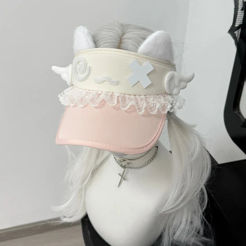 Kawaii Confused Kitty Summer Visor