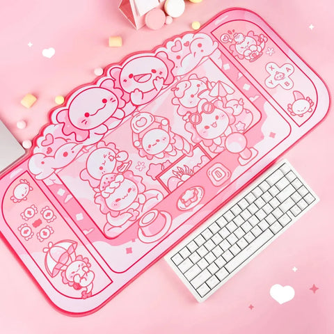Kawaii Axolotl Gaming Desk Pad