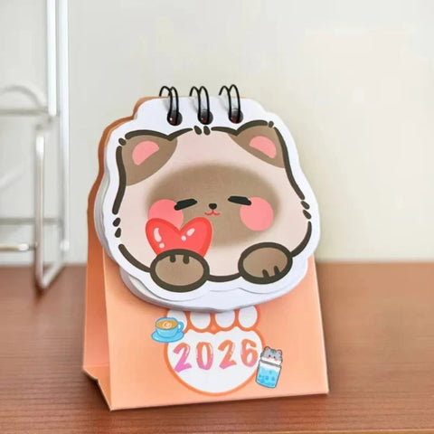 Kawaii Cat 2026 Mini Desk Calendar