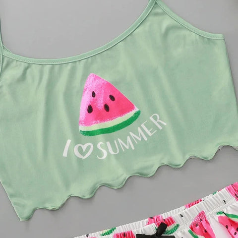 Watermelon Crop Top Pajamas
