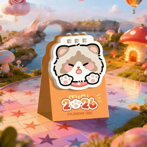 Kawaii Cat 2026 Mini Desk Calendar