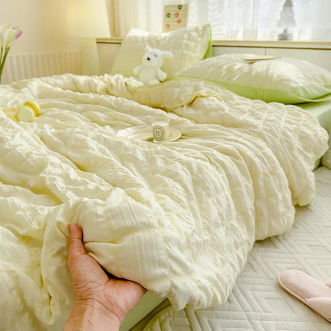 Cool Seersucker Summer Quilt Duvet Cover Set