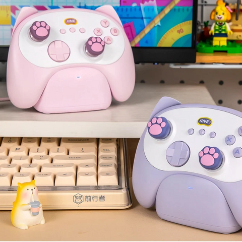 Kawaii Meowing Neko Wireless Controller With Charging Dock NS