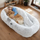 Human Dog Bed – Washable Faux Fur Orthopedic Bolster Bed for People & Pets, Giant Napping Bed, 2 Sizes