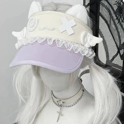 Kawaii Confused Kitty Summer Visor