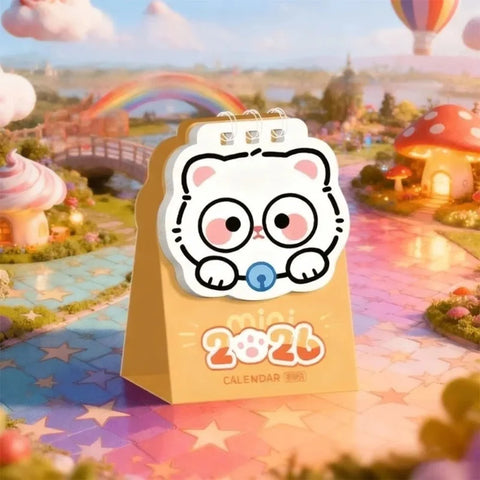 Kawaii Cat 2026 Mini Desk Calendar