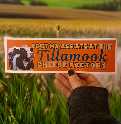 I Got My Ass Ate At The Tillamook Cheese Factory Car Bumper Sticker