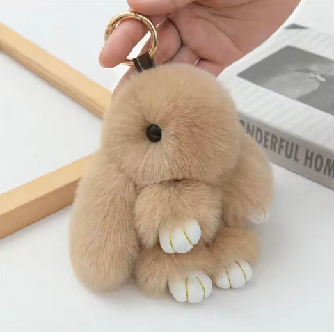 Fluffy Bunny Plushie Keychains