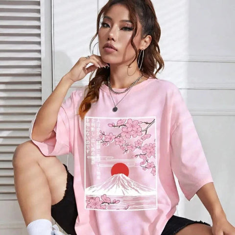 Pink Sakura Mount Fuji T-Shirt