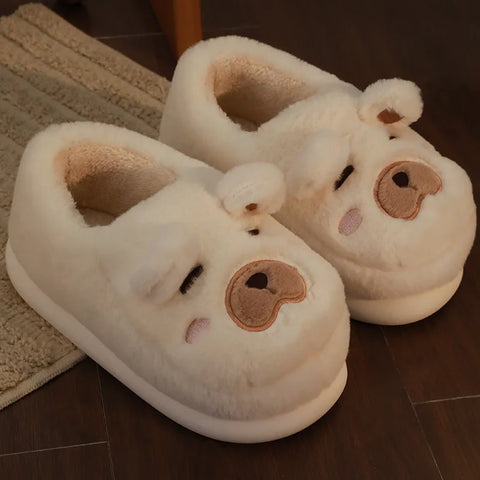 Fuzzy Teddy Bear Slippers