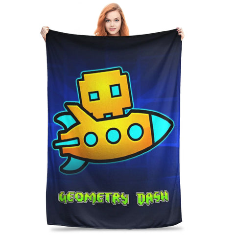 Geometry Dash Blanket - Ultra-Soft Flannel Throw for Cozy Bedroom Comfort