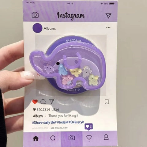 Cute Elephant Quicksand Phone Grip