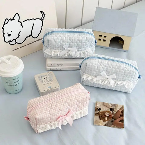 Gingham & Lace Pencil Case