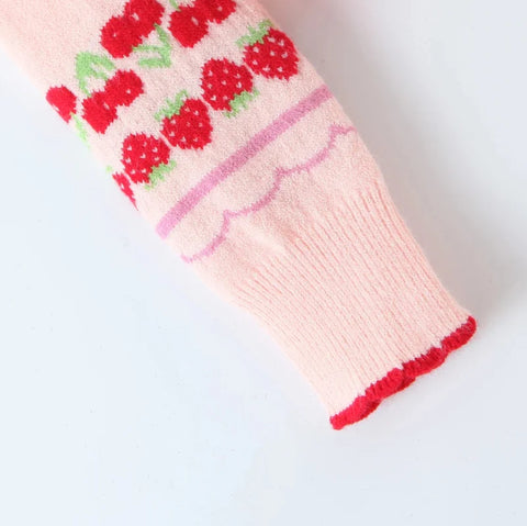 Pink Cherry & Strawberry Cropped Cardigan