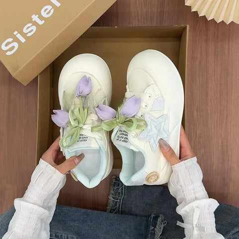 Kawaii Pastel Sweet Tulips Sneakers