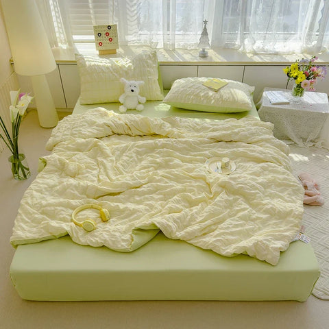 Cool Seersucker Summer Quilt Duvet Cover Set