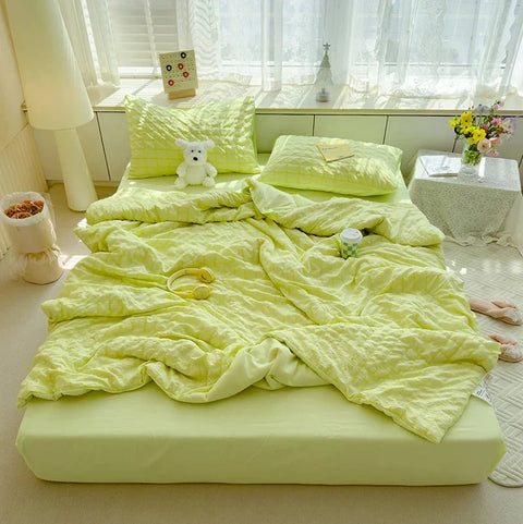 Cool Seersucker Summer Quilt Duvet Cover Set