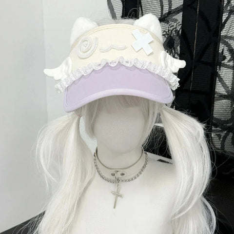 Kawaii Confused Kitty Summer Visor